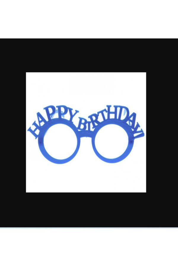 Parti Gözlüğü Happy Birthday Yazılı Eğlenceli Doğum Günü Party Gözlüğü Camsız Mavi