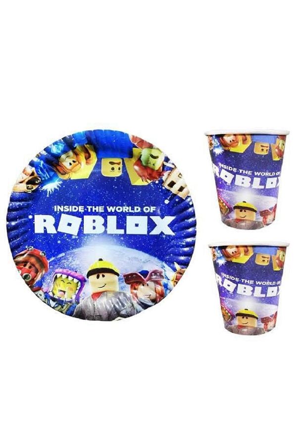 Roblox Desenli Roblox Oyun Temalı Karton Tabak Bardak 8'li