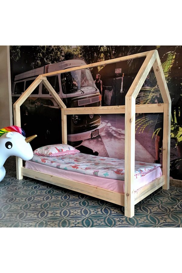 Montessori Masif Ahşap Ev Yatak Hamira Masifhayat