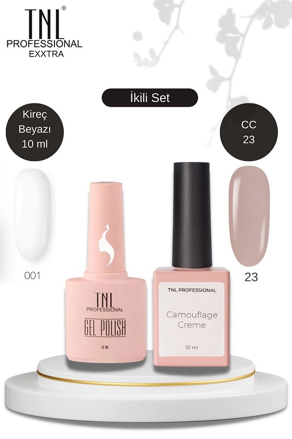 Tnl Exxtra Kalıcı Oje French Frenç Set Nude Oje Cream Camouflage 23 Ve Beyaz Oje 001 Nail Art