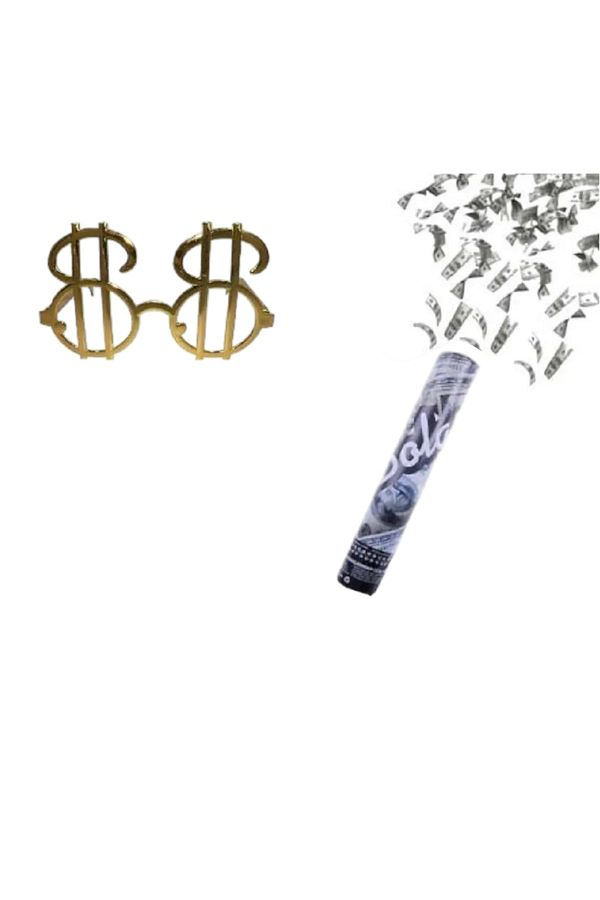 Dolar Temalı Eğlence Seti Dolar Konfeti + Dolar Parti Gözlüğü Parti Seti