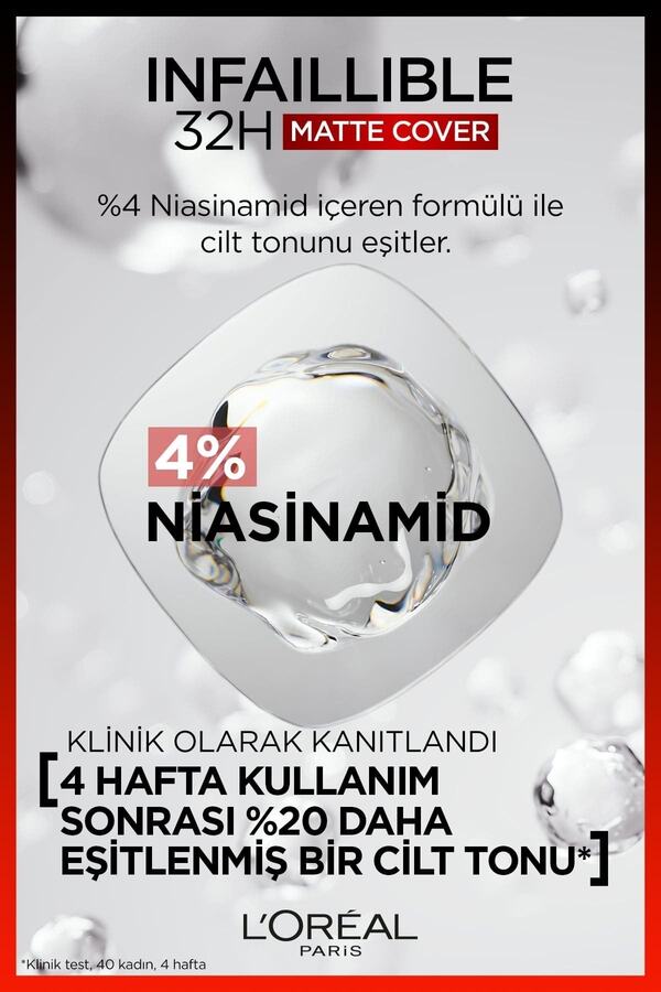 Infaillible 32h Matte Cover Yüksek Kapatıcı Fondöten - 145 Sıcak Alt Ton_3