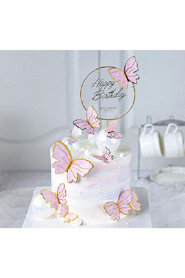 Pasta Üzeri Süs Kelebek Süsler Pasta Süslemesi Pasta Yapımı Dekor Süsü Butterfly Pembe