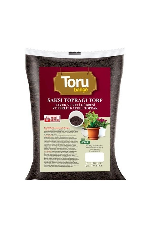 Grande Home Toru Bahçe Saksı Toprağı Torf Tavuk ve Keçi Gübreli Perlit Katkılı Topra 40 lt