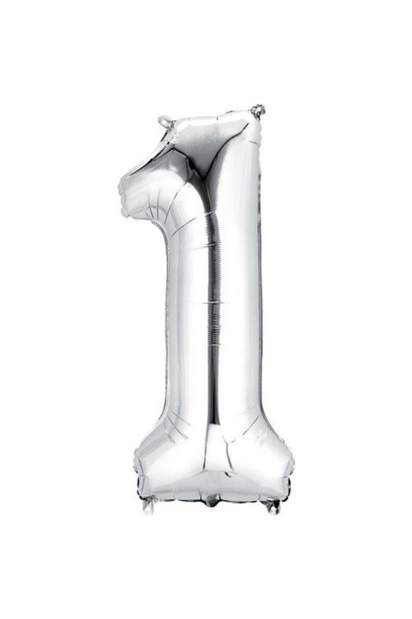 Mercantoptan Balon 1 Rakam Gümüş 100 Cm