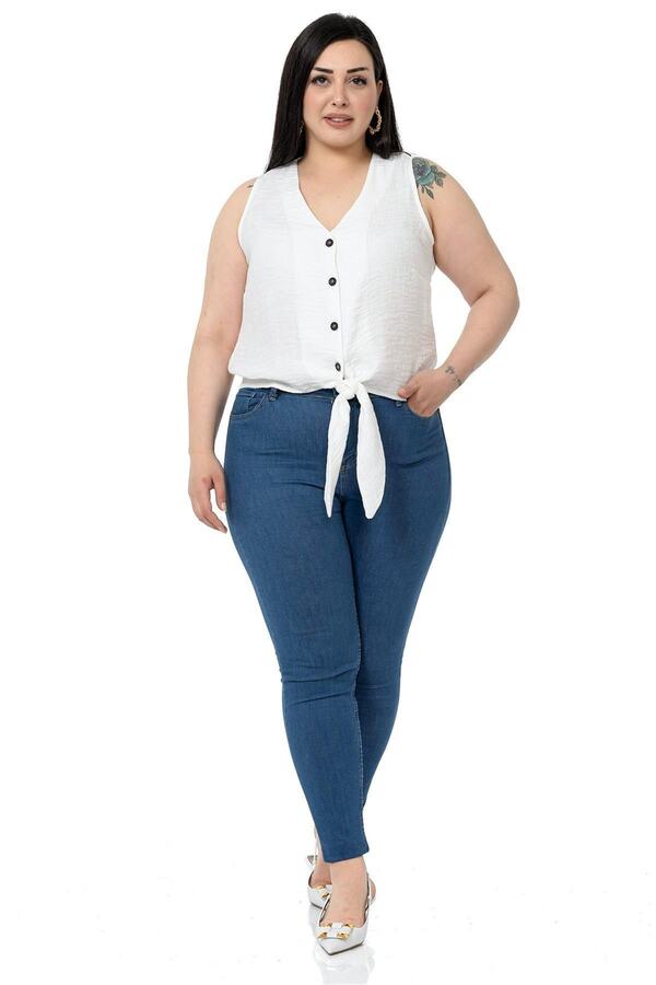 Tie-detail Sleeveless Blouse — White