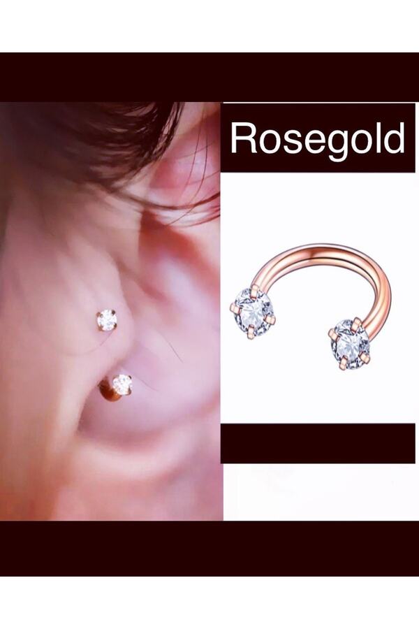 Cerrahi Çelik Iki Ucu Taşlı Tragus Helix Dudak Rook Lobe Burun Uyumlu Yarım Halka Piercing