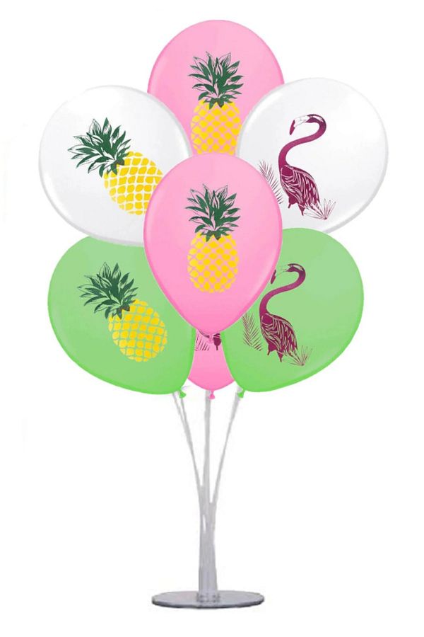 Flamingo Desenli Flamingo Temalı Doğum Günü Balonları Ananas Flamingo Baskılı Balon 15adet