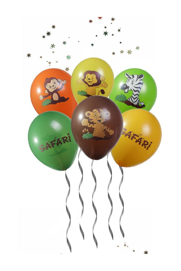 Safari Hayvan Desenli Hayvanlar Temalı Doğum Günü Balonları Safari Baskılı Balon 7 Adet