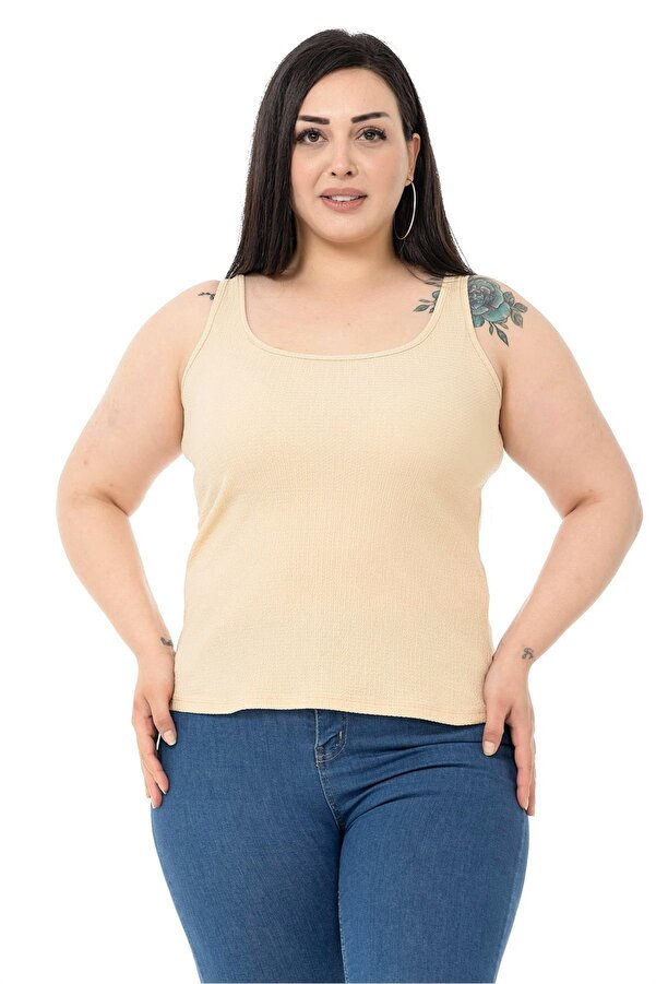 Strappy Crinkle Bodysuit — Beige