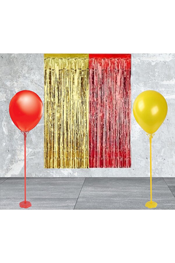 Tek Ayaklı Sarı Kırmızı Balon Standı Galatasaray Balon Stant Ve Arka Fon Seti