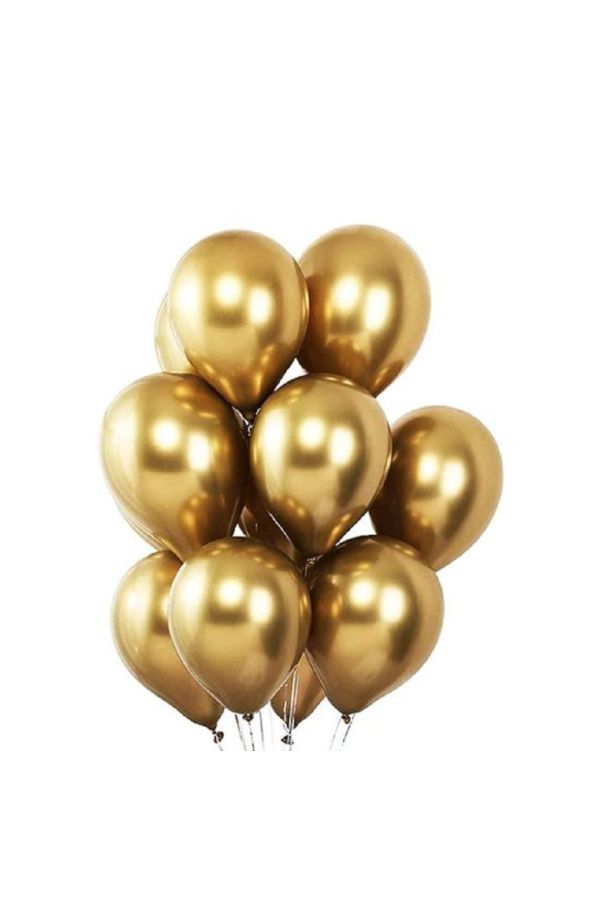 Krom Balon Doğum Günü Ve Parti Malzemeleri 12 Inç Mirror Baloons Gold Colour Altın 14 Adet