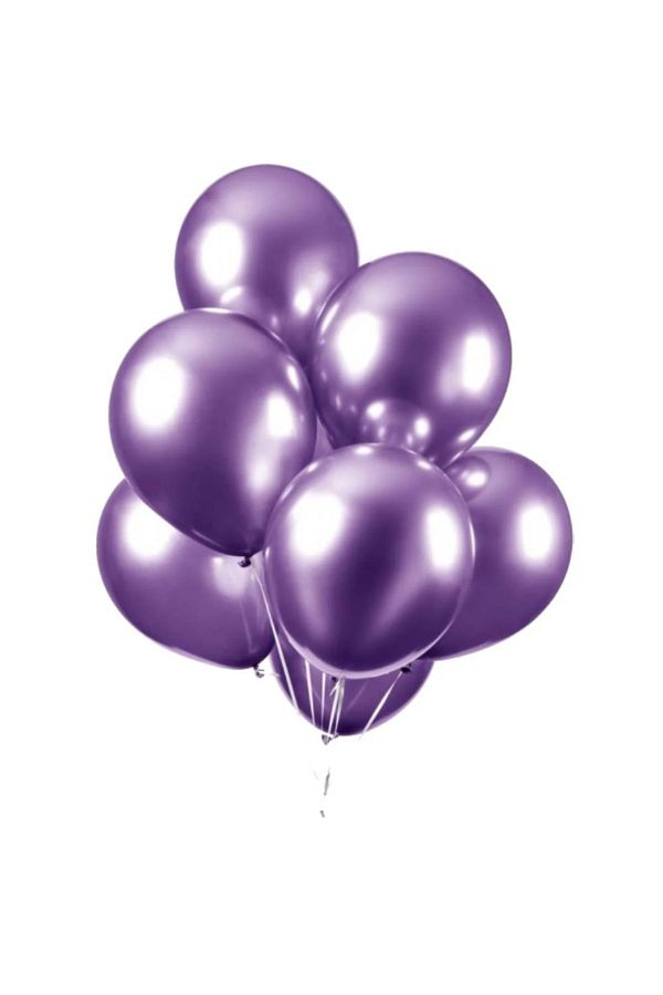 Krom Balon Doğum Günü Ve Parti Malzemeleri 12 Inç Mirror Baloon Purple Colour Mor 14 Adet