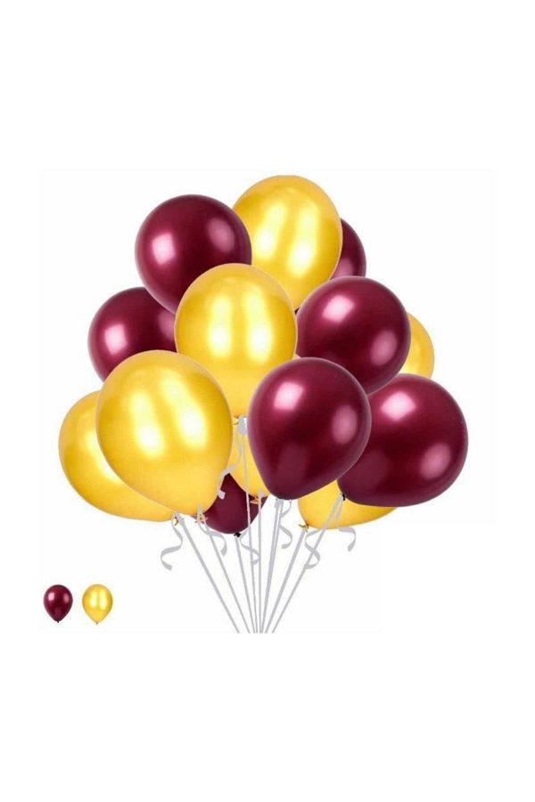 15 Gold Altın 15 Bordo Konsept Balonlar Metalik Parlak 30-35 cm