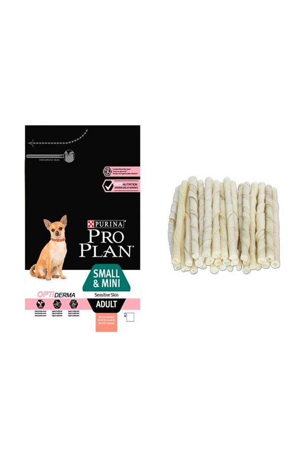 Adult Yetişkin Small&mini Küçük Irk Somonlu Köpek Maması 3 Kg + 10'lu Sütlü Burgu Kemik