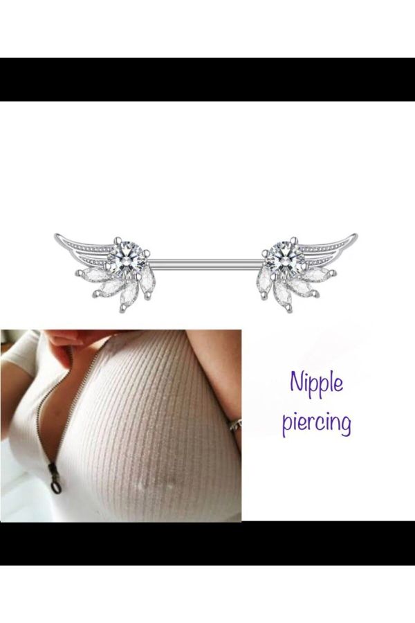 cerrahi çelik zirkon taşlı meme ucu nipple piercing