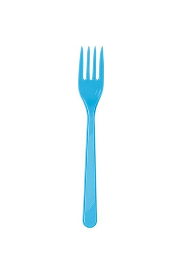 25 Adet Plastik Açık Mavi Çatal 18 cm Doğum Günü Parti Ucuz