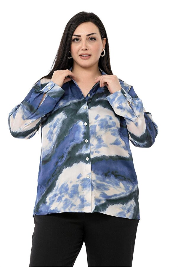 Tie-dye Satin Shirt — Indigo