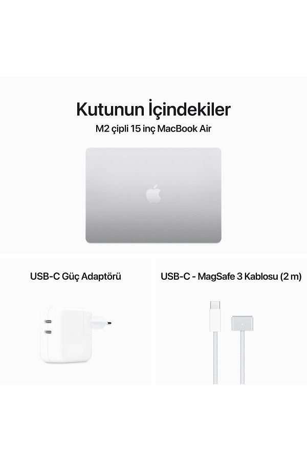 Apple 15-inch MacBook Air: Apple M2 chip with 8-core CPU and 10-core GPU, 512GB - Silver - Görsel 12