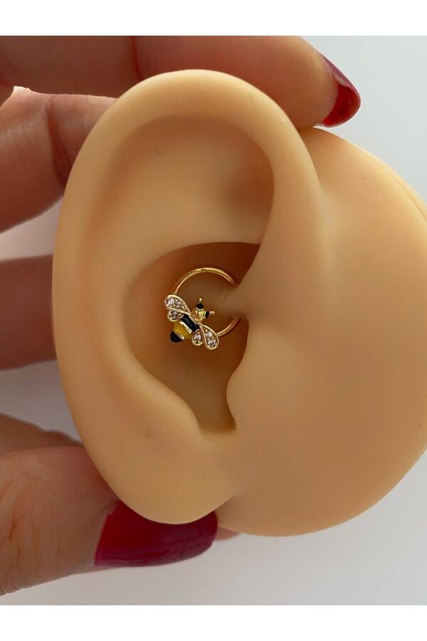 cerrahi çelik arı figürlü daith kıkırdak septum helix uyumlu halka piercing