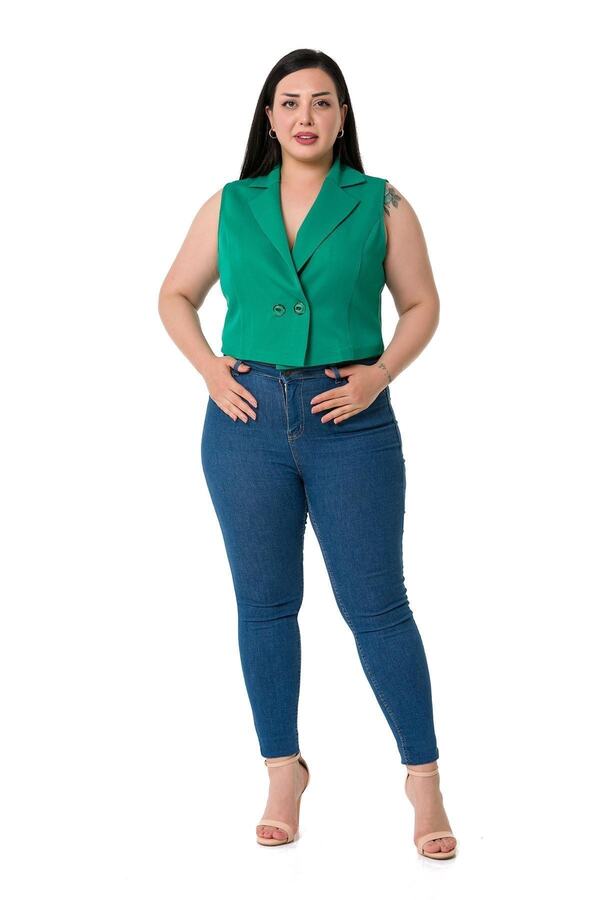 Wrap-front Two-button Mini Vest &mdash; Green