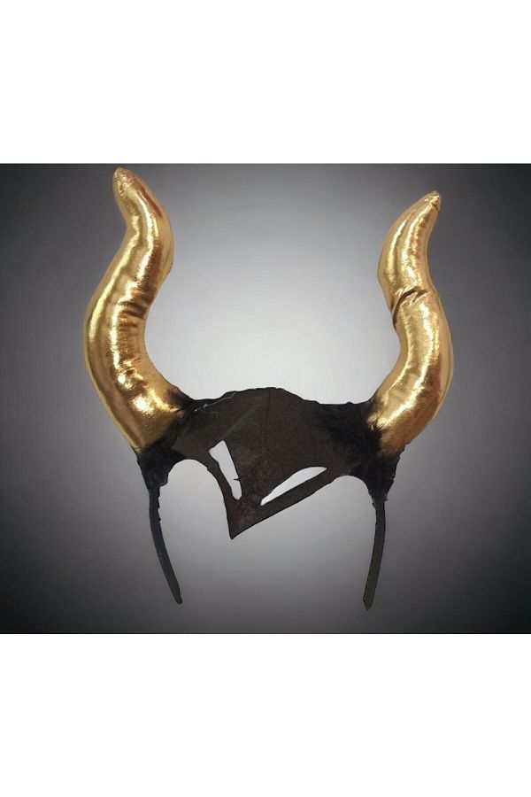 Halloween Taç Cadılar Bayramı Korkunç Halloween Parti Malefiz Gold Boynuzlu Otrişli Taç