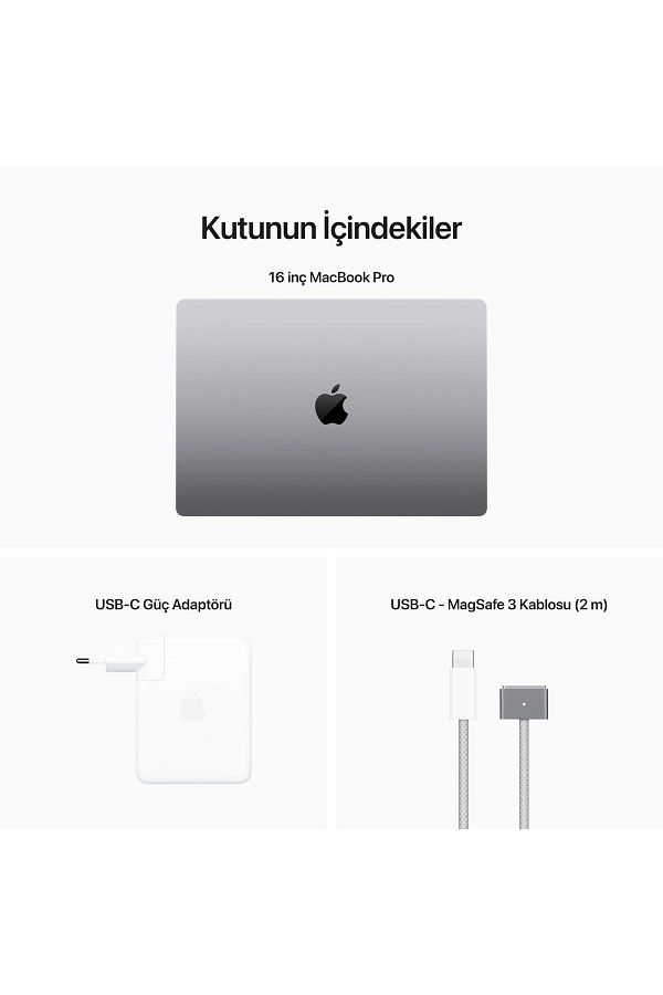 Apple MacBook Pro 16'' M2 Max 32GB  1TB SSD Space Gray Laptop (Apple Türkiye Garantili) MNWA3TU/A - Görsel 8