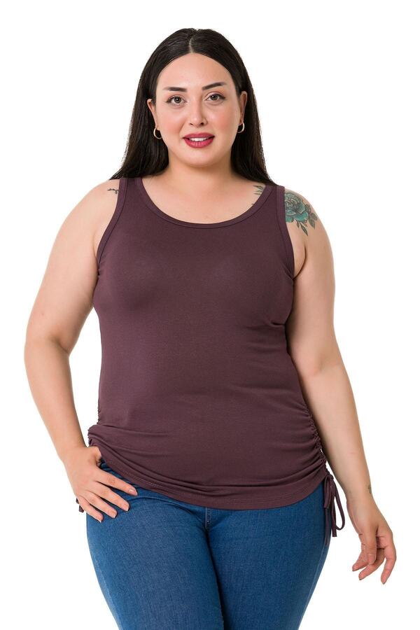 Wide-strap Side Drawstring Viscose Bodysuit — Koyu Vizon