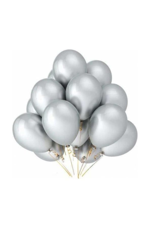 Happyland 100 Adet Gümüş Metalik Balon