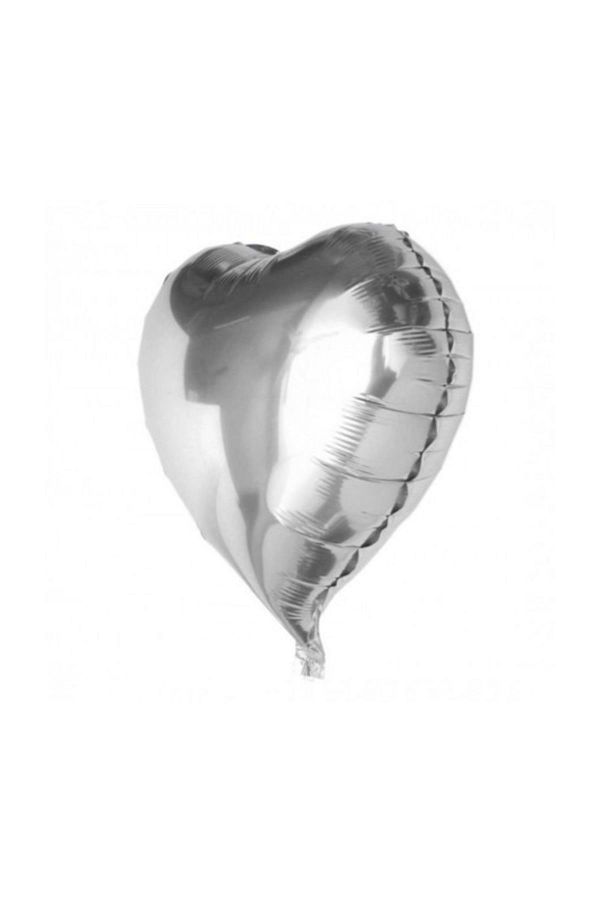 Kalp Balon Folyo Gümüş 60 Cm