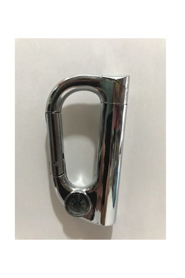 Metal Karabina (carabiner) Kamp Anahtarlığı Pusula Çakmak