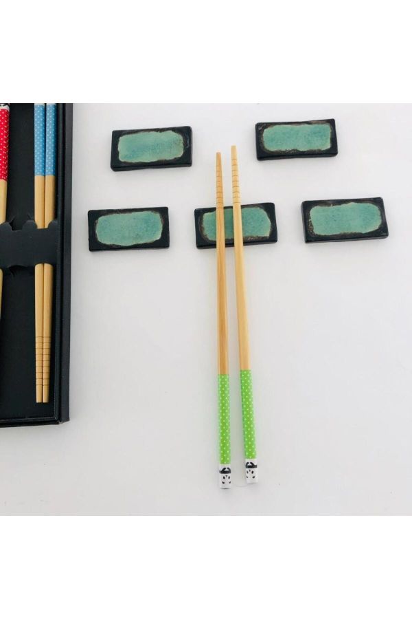 Chopsticks ile beraber Dayanakları - Ahşap, Beş Çift - Japon Kalitesi HD412