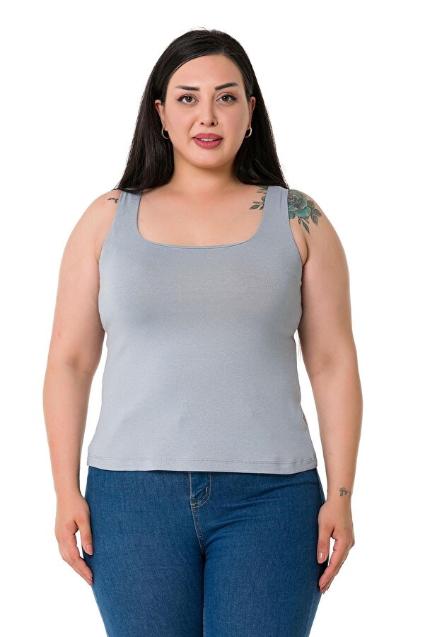 Strappy Half Lined Viscose Bodysuit — Light Grey