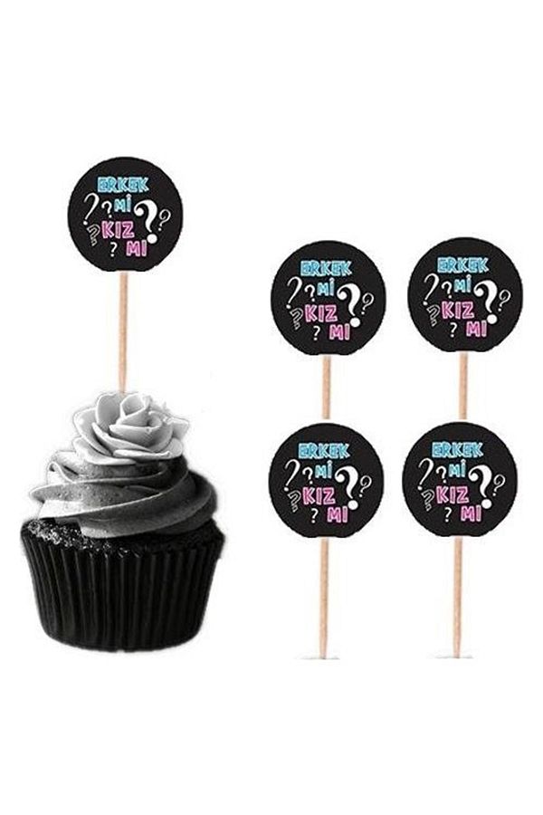 20 Adet Cinsiyet Belirleme, Öğrenme Partisi Cupcake Kek Kürdanı
