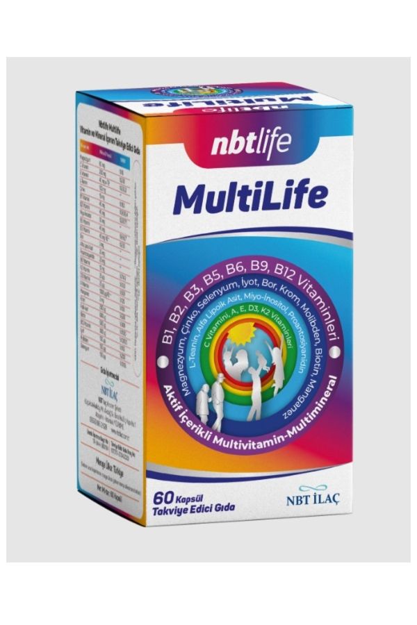 NBT Life Multilife Aktif İçerikli Multivitamin Multimineral Takviye Edici Gıda 60 Kapsül