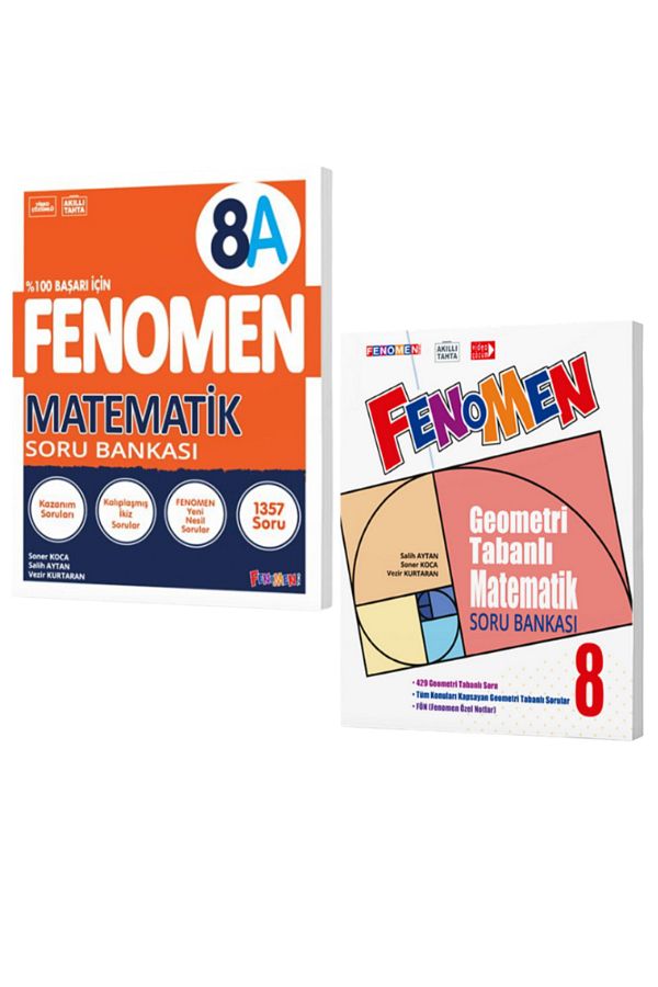FENOMEN 8.SINIF LGS MATEMATİK A ve GEOMETRİ TABANLI MATEMATİK SORU BANKASI