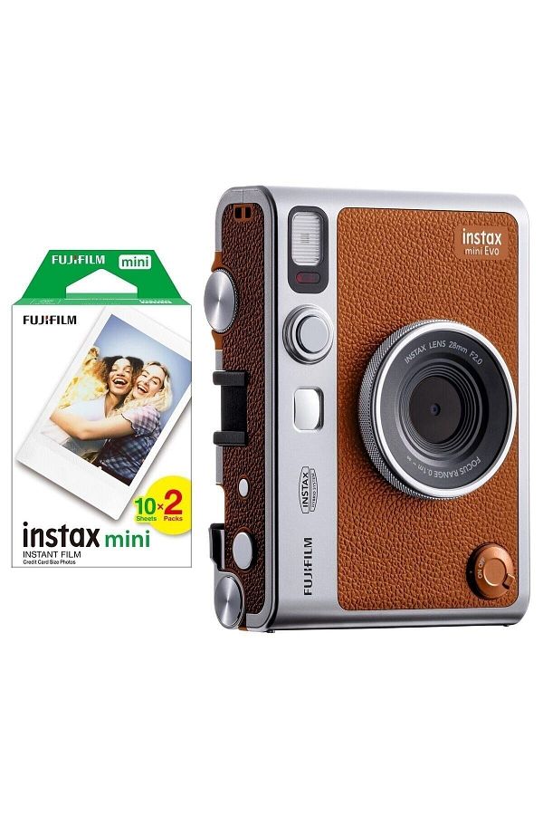 Fujifilm Instax Mini Evo Kahverengi Fotoğraf Makinesi ve 20'li Film