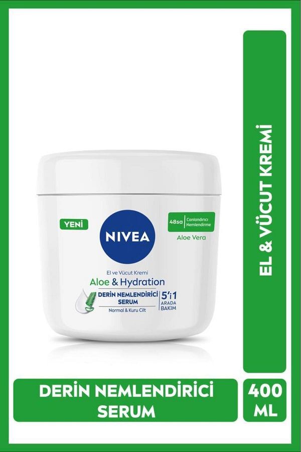 El Ve Vücut Kremi Aloe Vera 400 Ml,nemlendirici Serum Normal Ve Kuru Ciltler Için