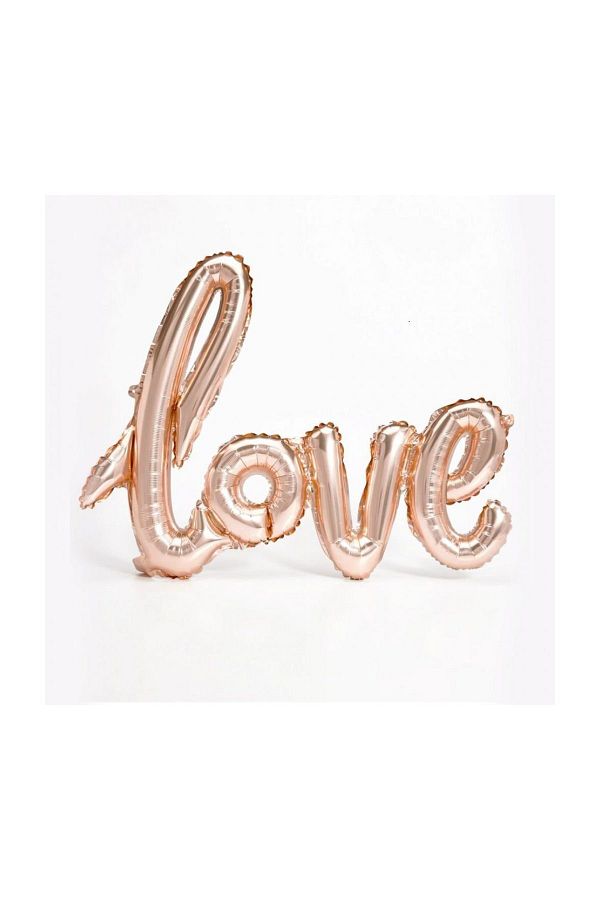 1 Adet Bakır-Gold Rose Love İmzalı Folyo Balon 70cm x 36cm