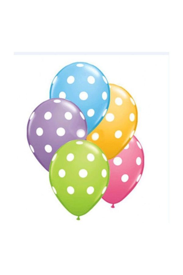 10 Adet Karışık Renkli Puanlı Baskılı Latex Balon