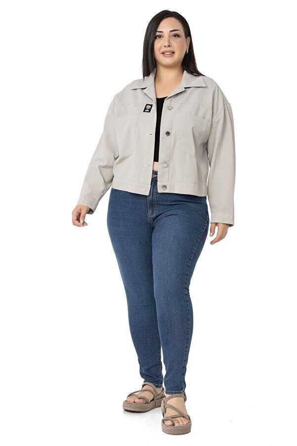 Two-pocket Gabardine Short Jacket &mdash; Stone