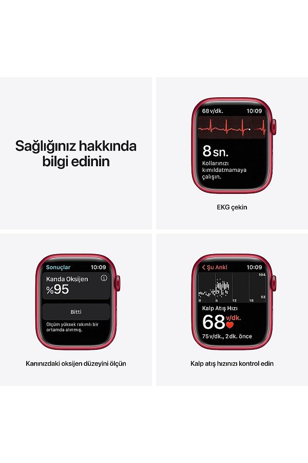 Apple Watch Series 7 [GPS + Cellular 45 mm] Akıllı Saat, PRODUCT(RED) Alüminyum Kasa - Görsel 3