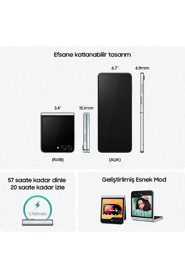 Samsung Galaxy Z Flip5 256 GB Krem (Samsung Türkiye Garantili) - Görsel 2