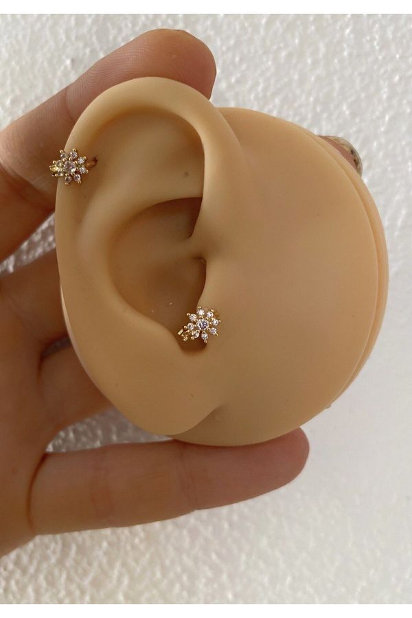 zirkon taşlı antialerjik tragus helix rook uyumlu mini halka piercing