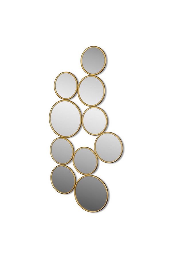 Asimetrik Daire Gold Ayna 51x104 cm