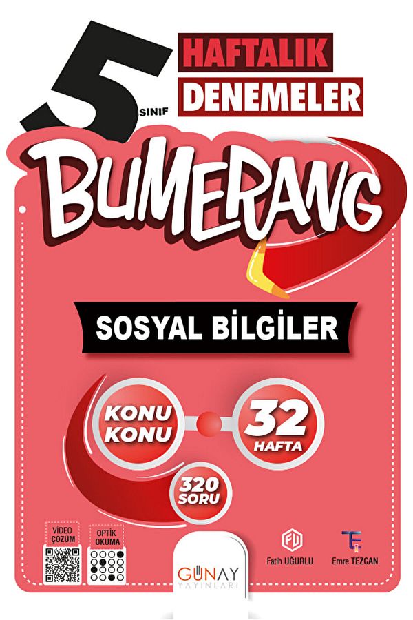 5. Sınıf Bumerang 32 Haftalık Sosyal Bilgiler Denemeleri / Günay Yayınları / 9786258331004