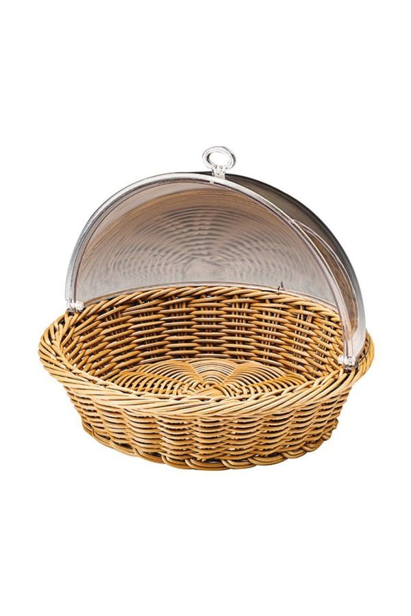 Polikarbon Rolltop Kapaklı Ekmek Sepeti, Fanus 41x11 Cm