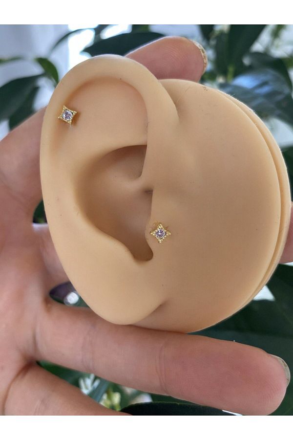 çelik zirkon taşlı mini tragus helix kıkırdak kulak memesi uyumlu piercing küpe