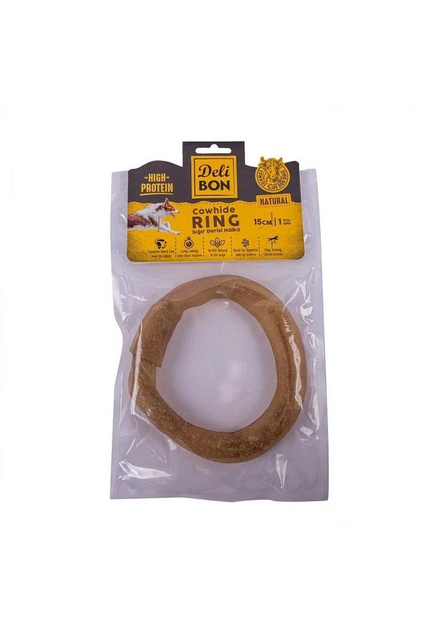 Deri El İşi Kemik Simit Model Naturel 15 cm