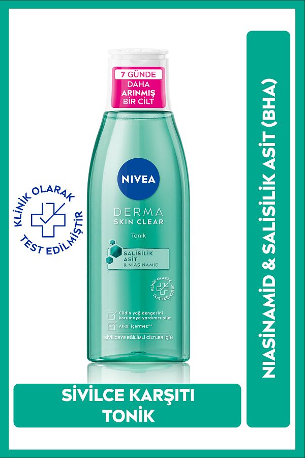 Derma Skin Clear Sivilce Karşıtı Niasinamid Ve Salisilik Asit (BHA) Tonik 200ml
